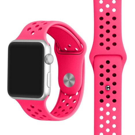 Curea iUni compatibila cu Apple Watch 1/2/3/4/5/6/7, 44mm, Silicon Sport, Pink